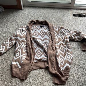 Brown and White Patterned Women's Cardigan
